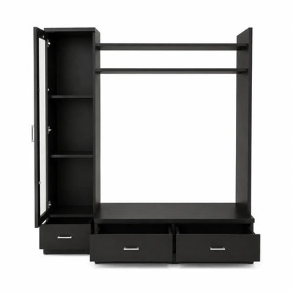 Engineered Wood TV Entertainment Unit | Black, Display Cabinet & Drawers - used 6 months