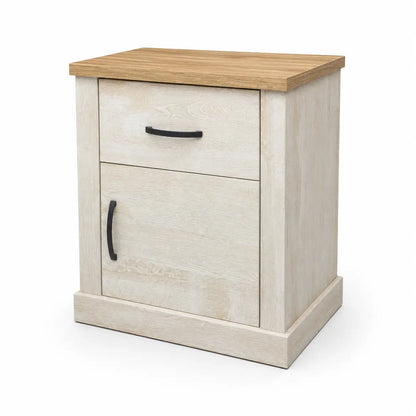 Rustic-Style Wooden Nightstand | Light-Washed & Oak Top, 40x39x51 cm - used 3 months