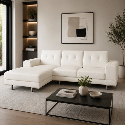 3-Seater Faux Leather Left Corner Sofa | Tufted Back - used 2 months