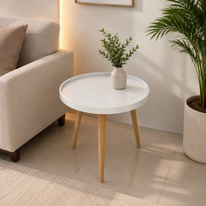 Art SHOPPEE Round Solid Wood Side Table | White - used 2 months