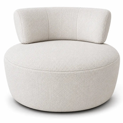 TUBE Swivel Armchair | White Boucle Chenille, Rounded Modern Design - used 5 months