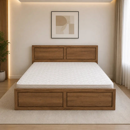 Queen Bed with Mattress | Natural Wood Grain, 160x200 cm - used 8 months