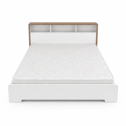 King Bed Set with Storage Headboard & Mattress | White & Oak, 180x200 cm - used 6 months