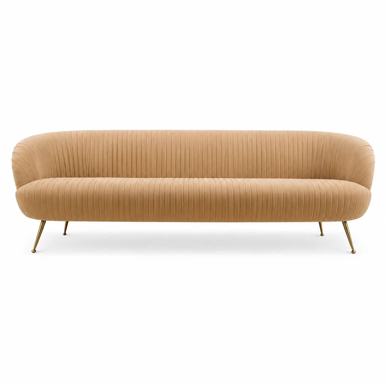 Home Center Montrose 3-Seater Sofa | Velvet, Curved Silhouette, Gold Legs - used 9 months