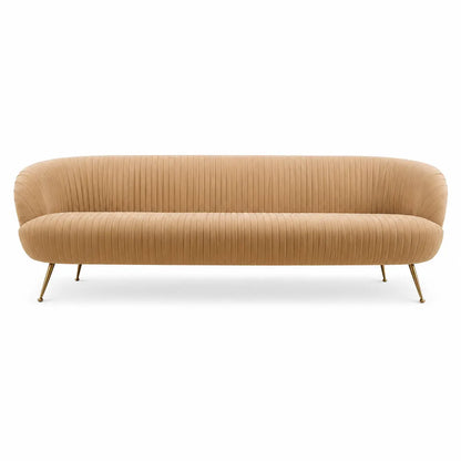 Home Center Montrose 3-Seater Sofa | Velvet, Curved Silhouette, Gold Legs - used 9 months