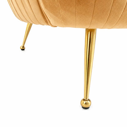 Home Center Montrose 3-Seater Sofa | Velvet, Curved Silhouette, Gold Legs - used 9 months