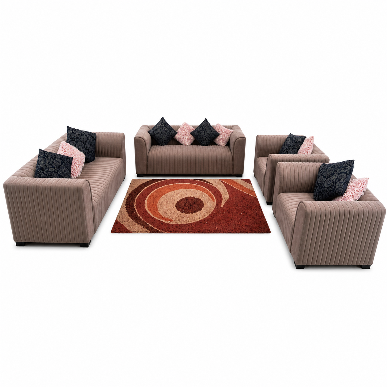Modern Channel Tufted Sofa Set | Taupe Fabric, 3+2+1+1 - used 5 months