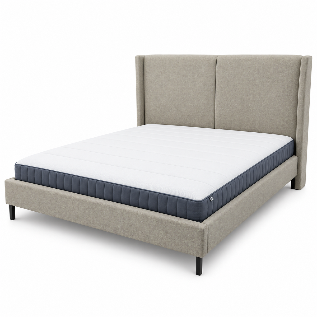 Home Centre Anders King Bed with Mattress – Beige & Black – 180 × 200 cm