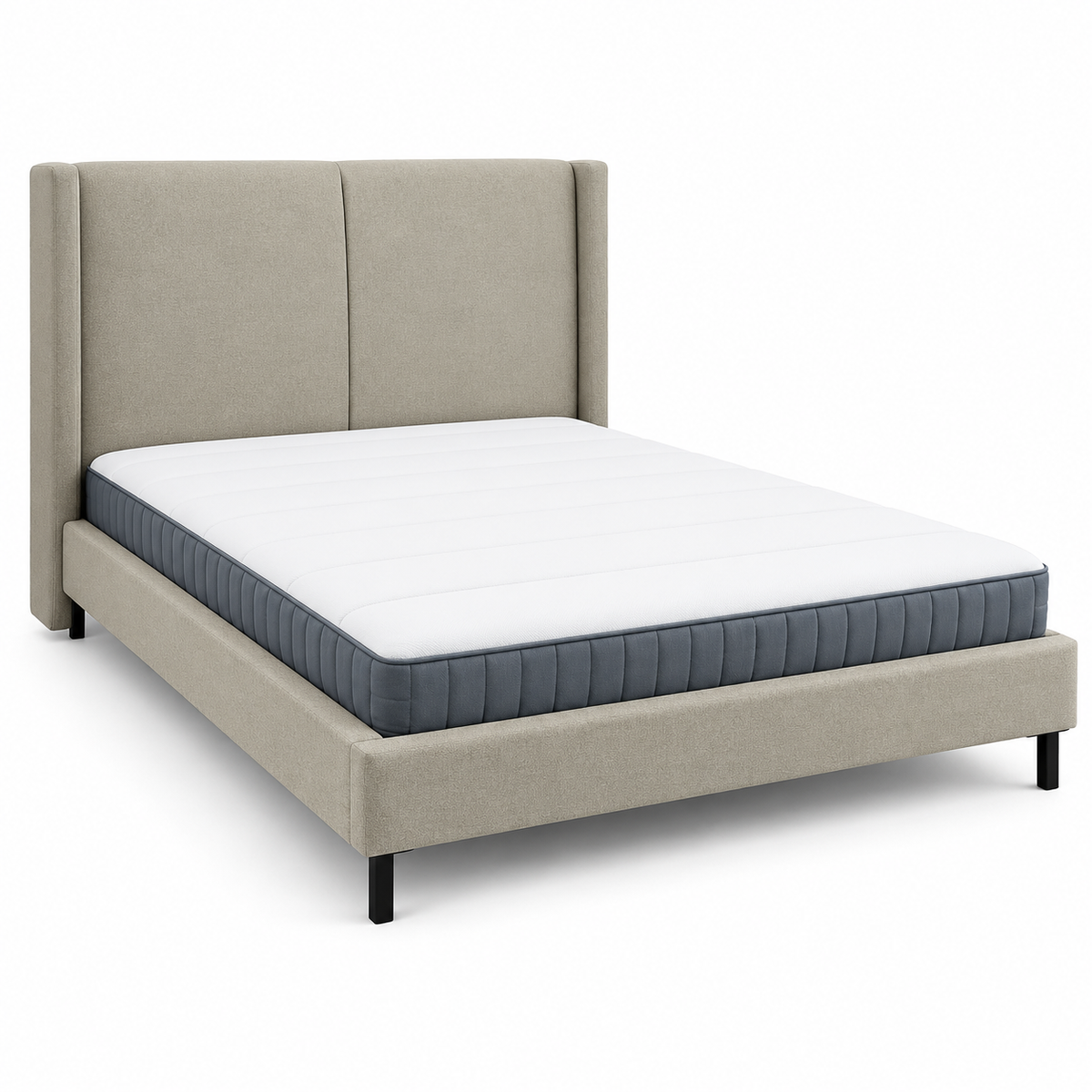 Home Centre Anders King Bed with Mattress – Beige & Black – 180 × 200 cm