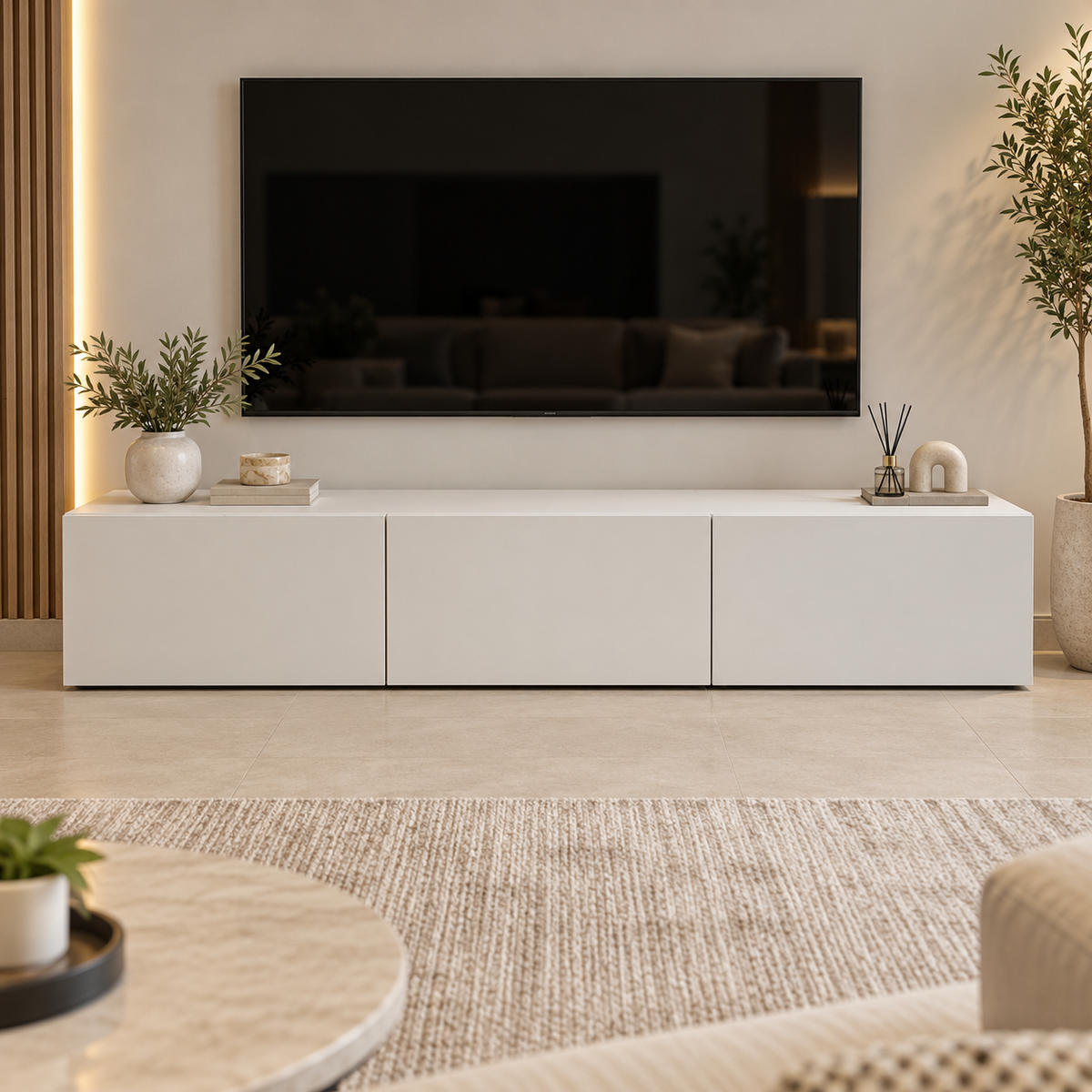 IKEA BESTÅ 3-Door TV Cabinet – White – 180 × 42 × 38 cm
