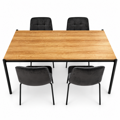 Home Centre Aimee 6-Seater Dining Table with 4 Upholstered Chairs – Oak & Charcoal Black