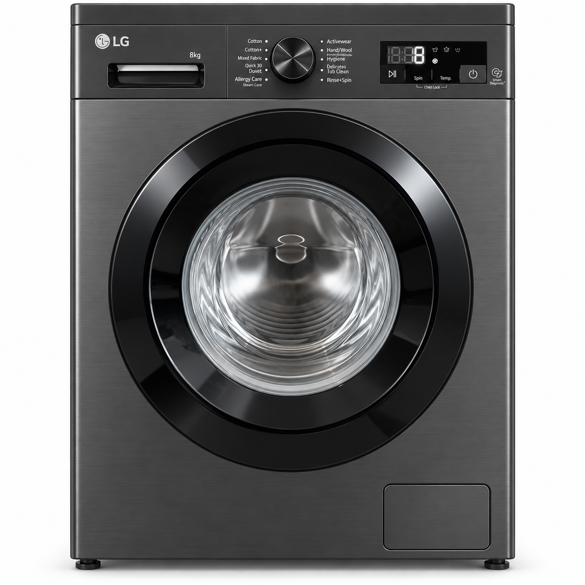 LG 8kg Front Load Washing Machine with Steam & Inverter Direct Drive – Black