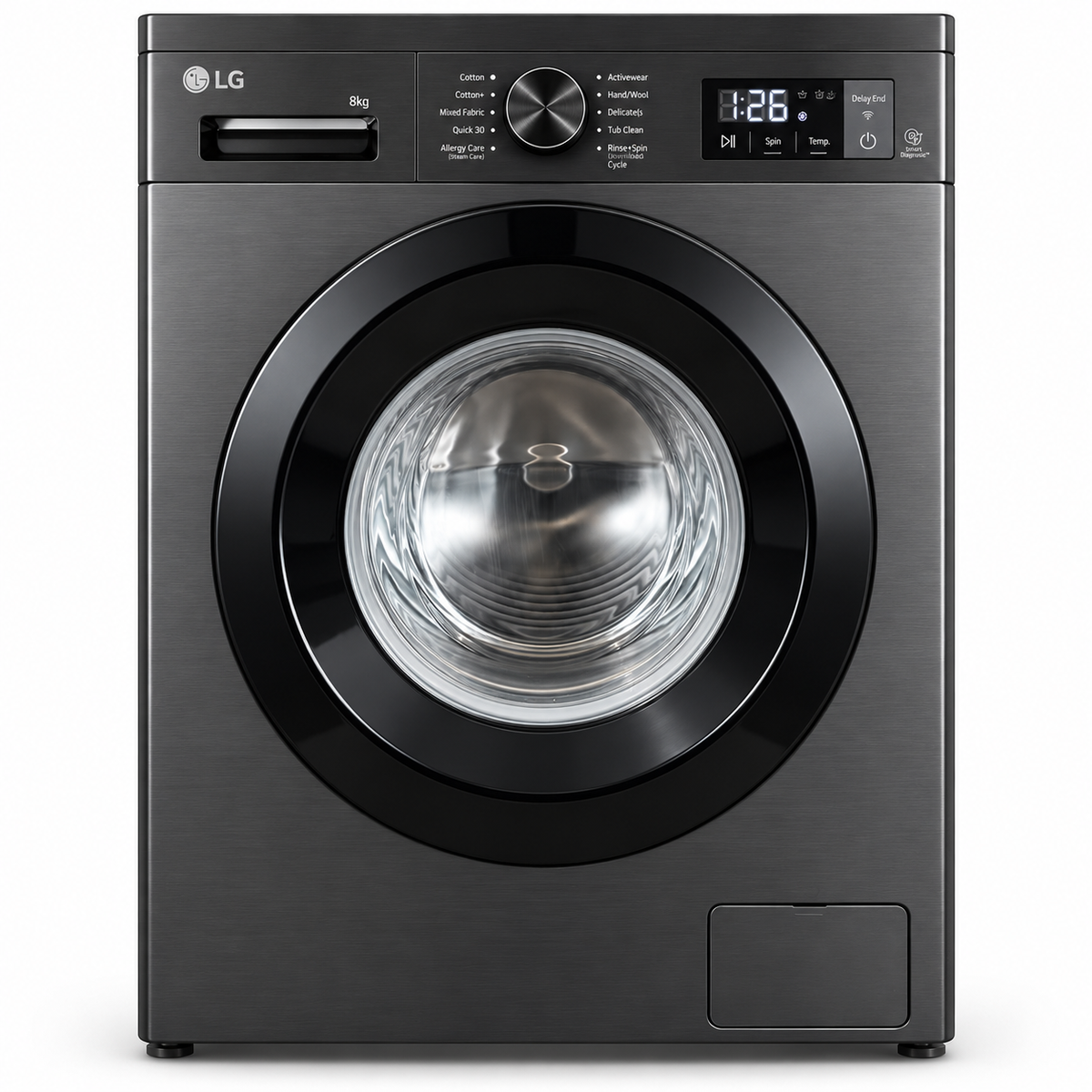 LG 8kg Front Load Washing Machine with Steam & Inverter Direct Drive – Black