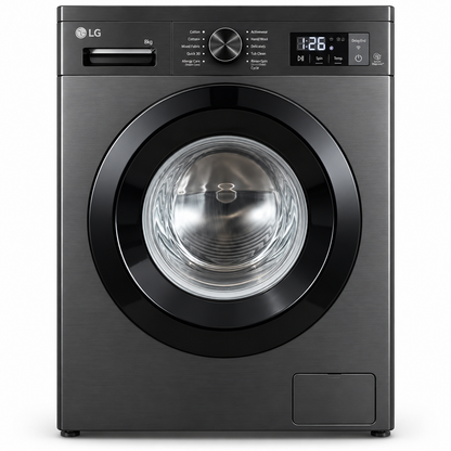 LG 8kg Front Load Washing Machine with Steam & Inverter Direct Drive – Black