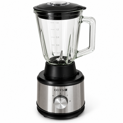 DOTS FPD-G518 800W Glass Jug Blender / Food Processor – 1.5L – Stainless Steel & Black