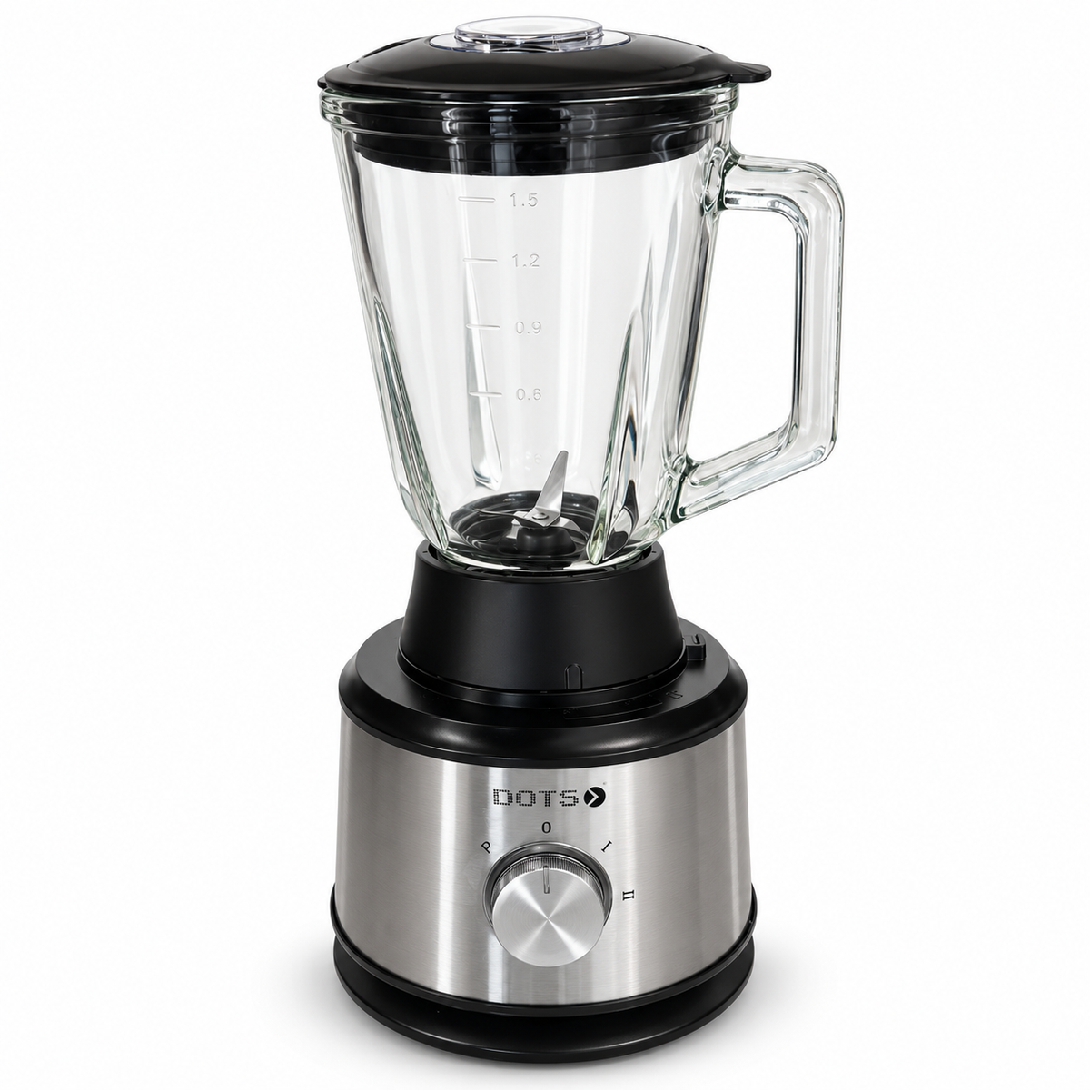 DOTS FPD-G518 800W Glass Jug Blender / Food Processor – 1.5L – Stainless Steel & Black