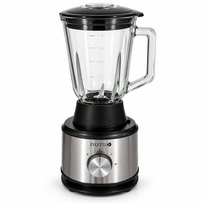 DOTS FPD-G518 800W Glass Jug Blender / Food Processor – 1.5L – Stainless Steel & Black