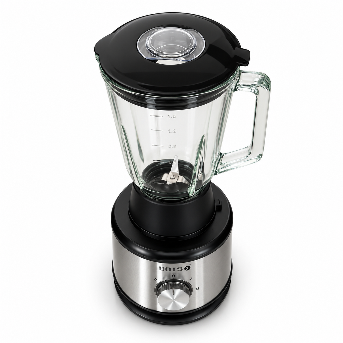 DOTS FPD-G518 800W Glass Jug Blender / Food Processor – 1.5L – Stainless Steel & Black