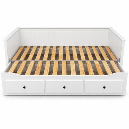 IKEA HEMNES Daybed with 3 Storage Drawers & Mattresses – White – 80 × 200 / 160 × 200 cm
