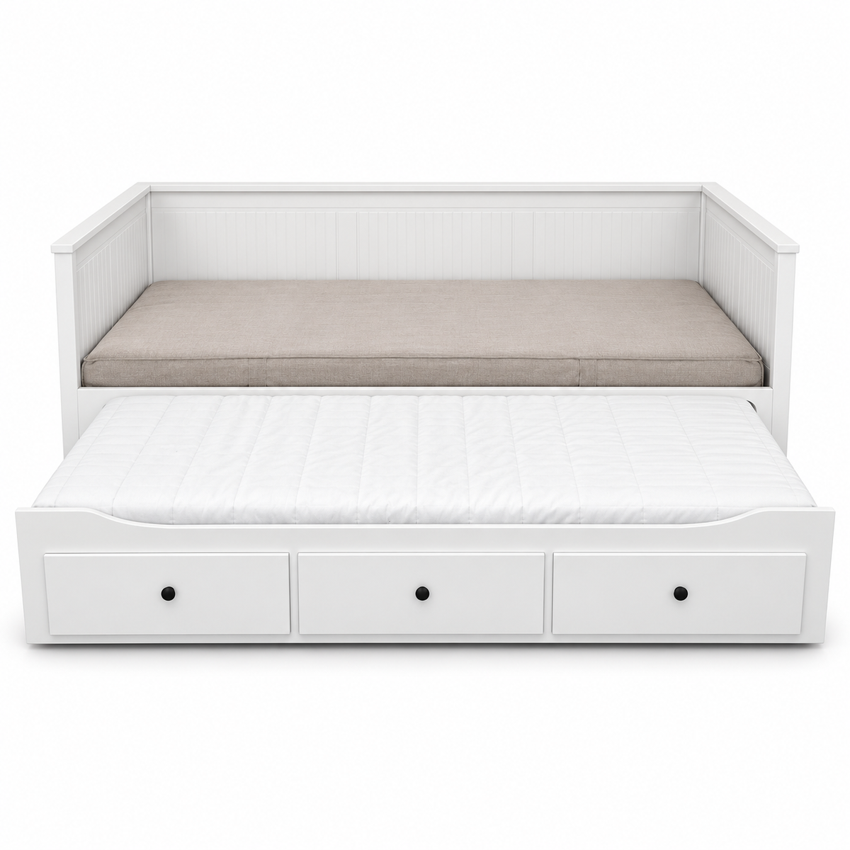 IKEA HEMNES Daybed with 3 Storage Drawers & Mattresses – White – 80 × 200 / 160 × 200 cm