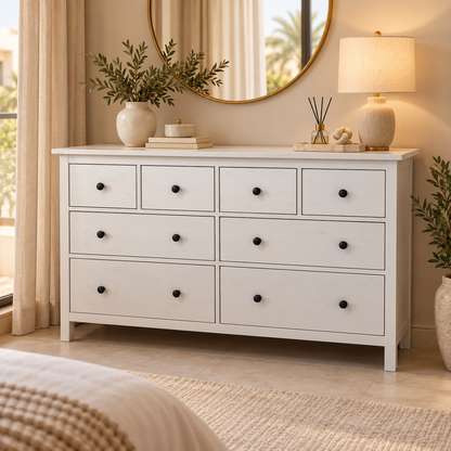 IKEA HEMNES 8-Drawer Chest – White Stain – 160 × 50 × 96 cm
