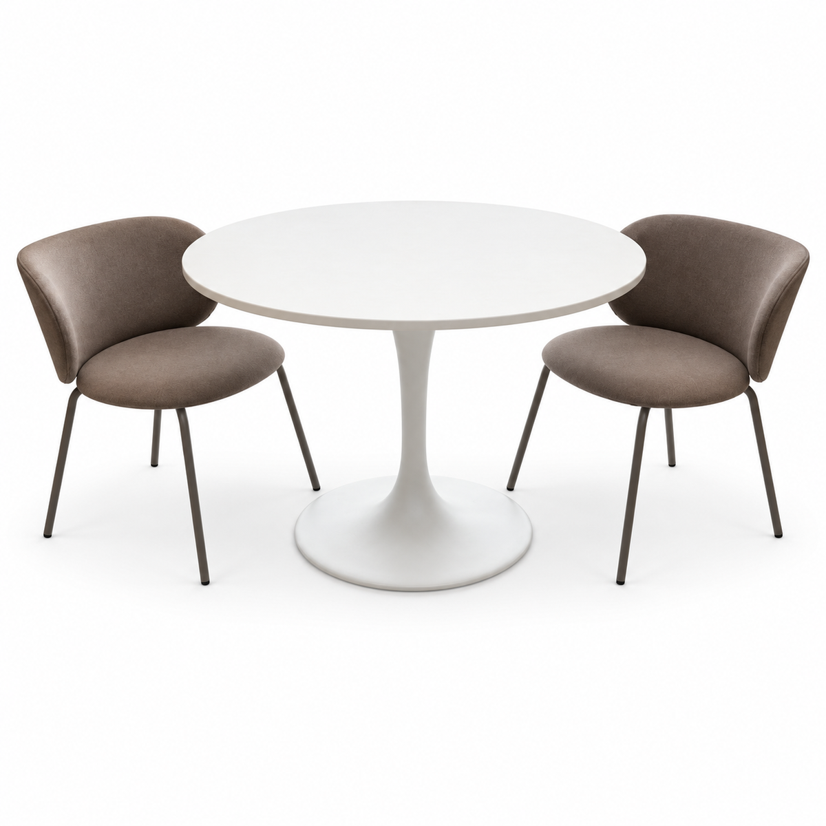 IKEA DOCKSTA 3-Piece Dining Set with 2 KRYLBO Upholstered Chairs – White & Dark Beige – 103 cm