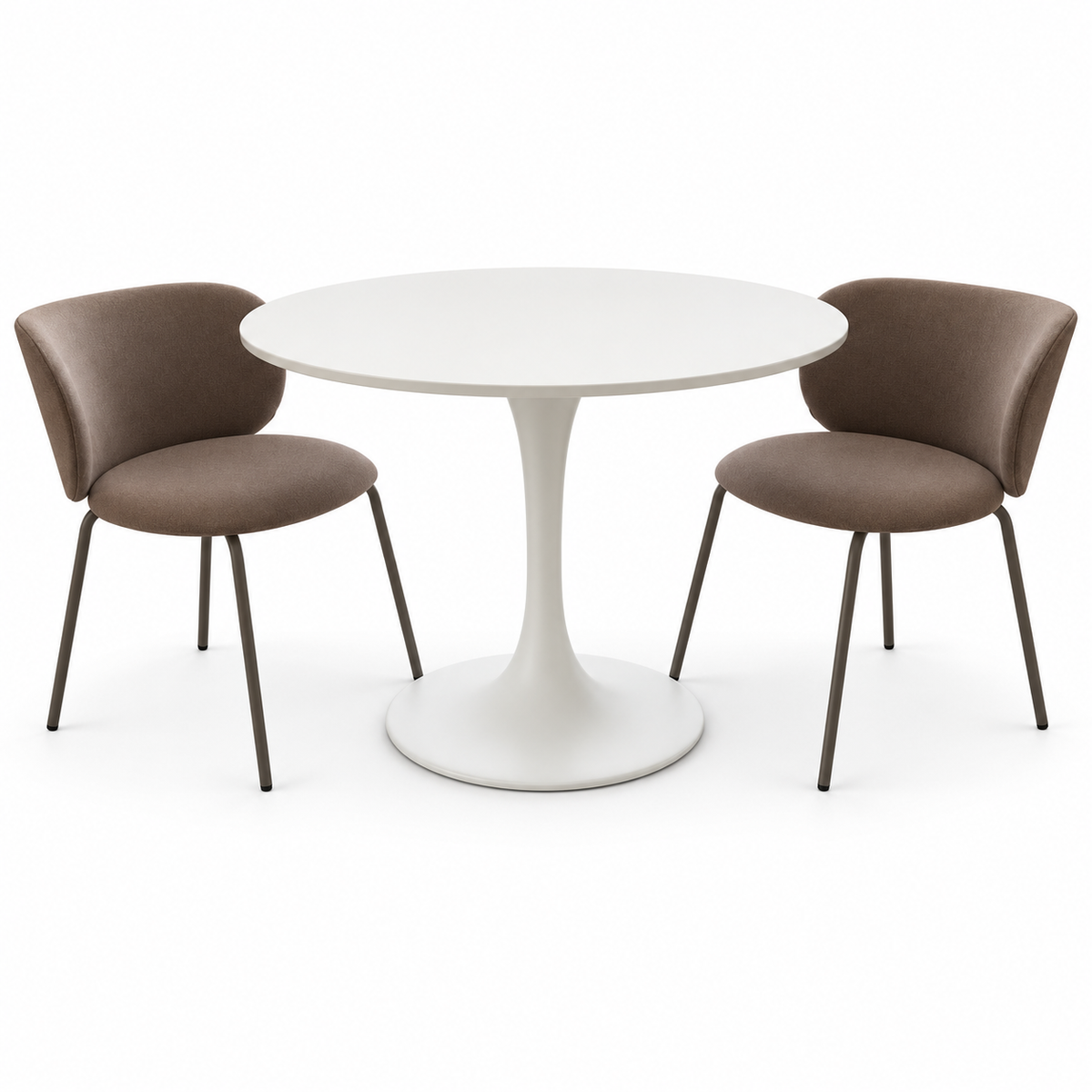 IKEA DOCKSTA 3-Piece Dining Set with 2 KRYLBO Upholstered Chairs – White & Dark Beige – 103 cm