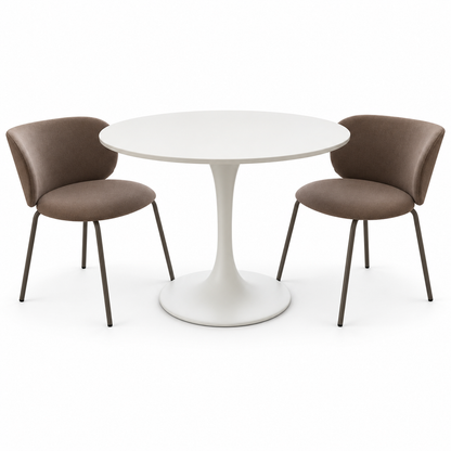 IKEA DOCKSTA 3-Piece Dining Set with 2 KRYLBO Upholstered Chairs – White & Dark Beige – 103 cm
