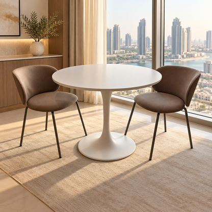 IKEA DOCKSTA 3-Piece Dining Set with 2 KRYLBO Upholstered Chairs – White & Dark Beige – 103 cm