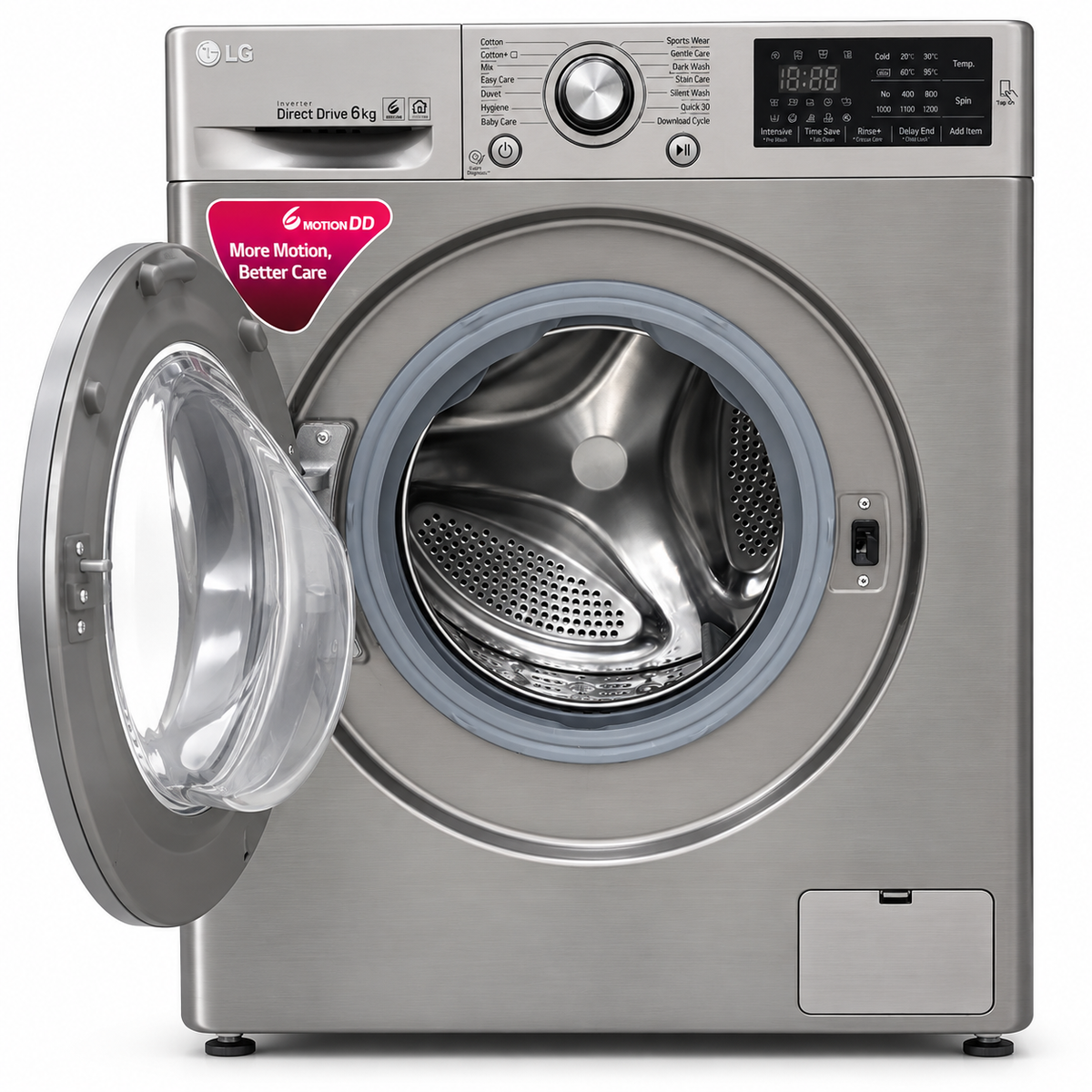 LG 6kg Inverter Direct Drive Front Load Washing Machine – Stone Silver – F2J5NNP7S