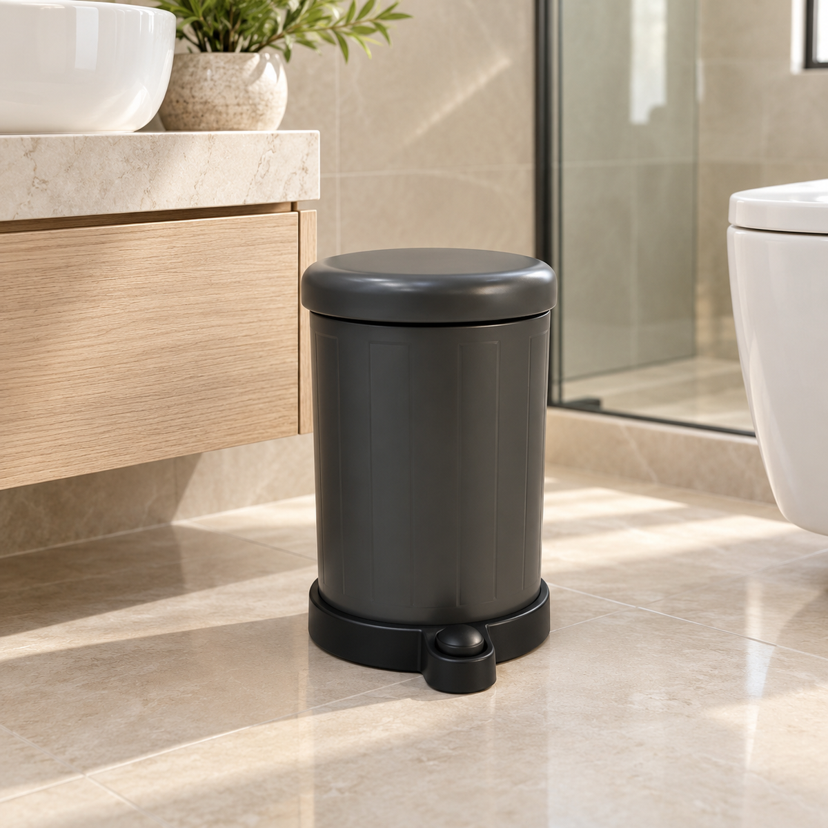 IKEA TOFTAN 4L Soft-Close Pedal Waste Bin – Grey – 19 × 27 cm