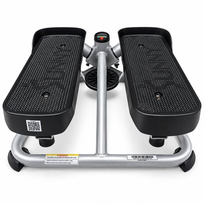 Hydraulic Mini Stepper Exercise Machine with LCD Monitor & Adjustable Step Height – Silver & Black