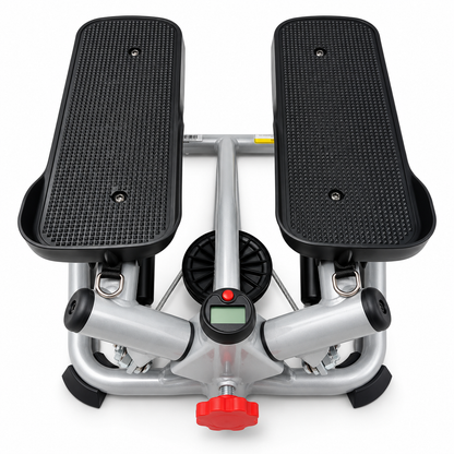 Hydraulic Mini Stepper Exercise Machine with LCD Monitor & Adjustable Step Height – Silver & Black