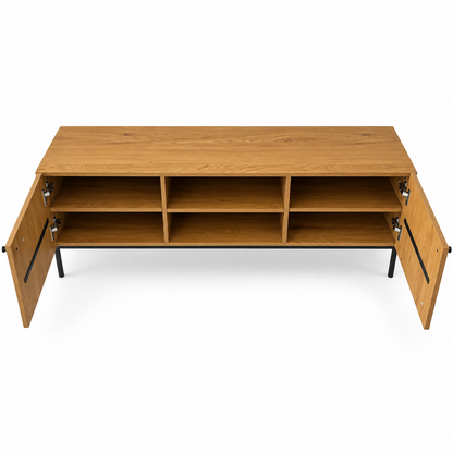 Home Box Edmond 1.8 Metre TV Unit with Slatted Doors – Brown & Black