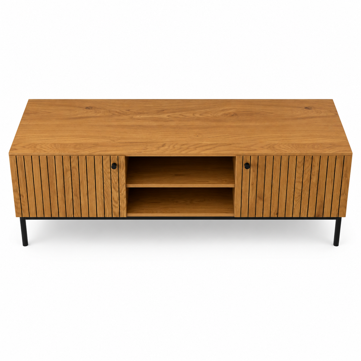 Home Box Edmond 1.8 Metre TV Unit with Slatted Doors – Brown & Black
