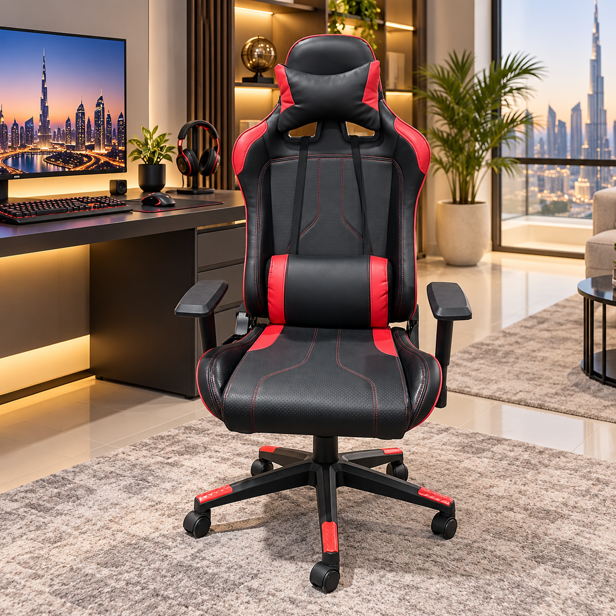 PAN Home Osborne Gaming Chair – Black & Red – Ergonomic High-Back Design