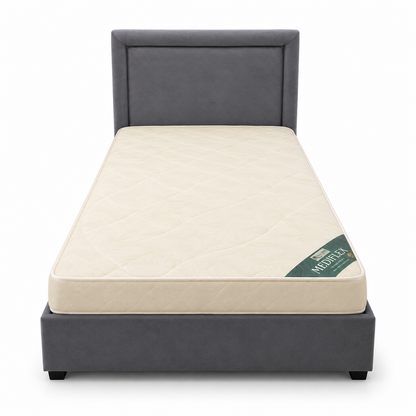 Home Box Modern Upholstered Single Bed with Mattress – Grey – 90 × 190 cm