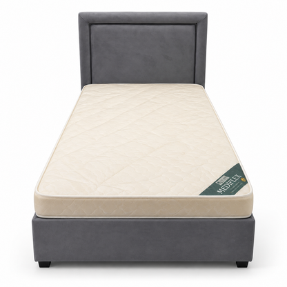 Home Box Modern Upholstered Single Bed with Mattress – Grey – 90 × 190 cm