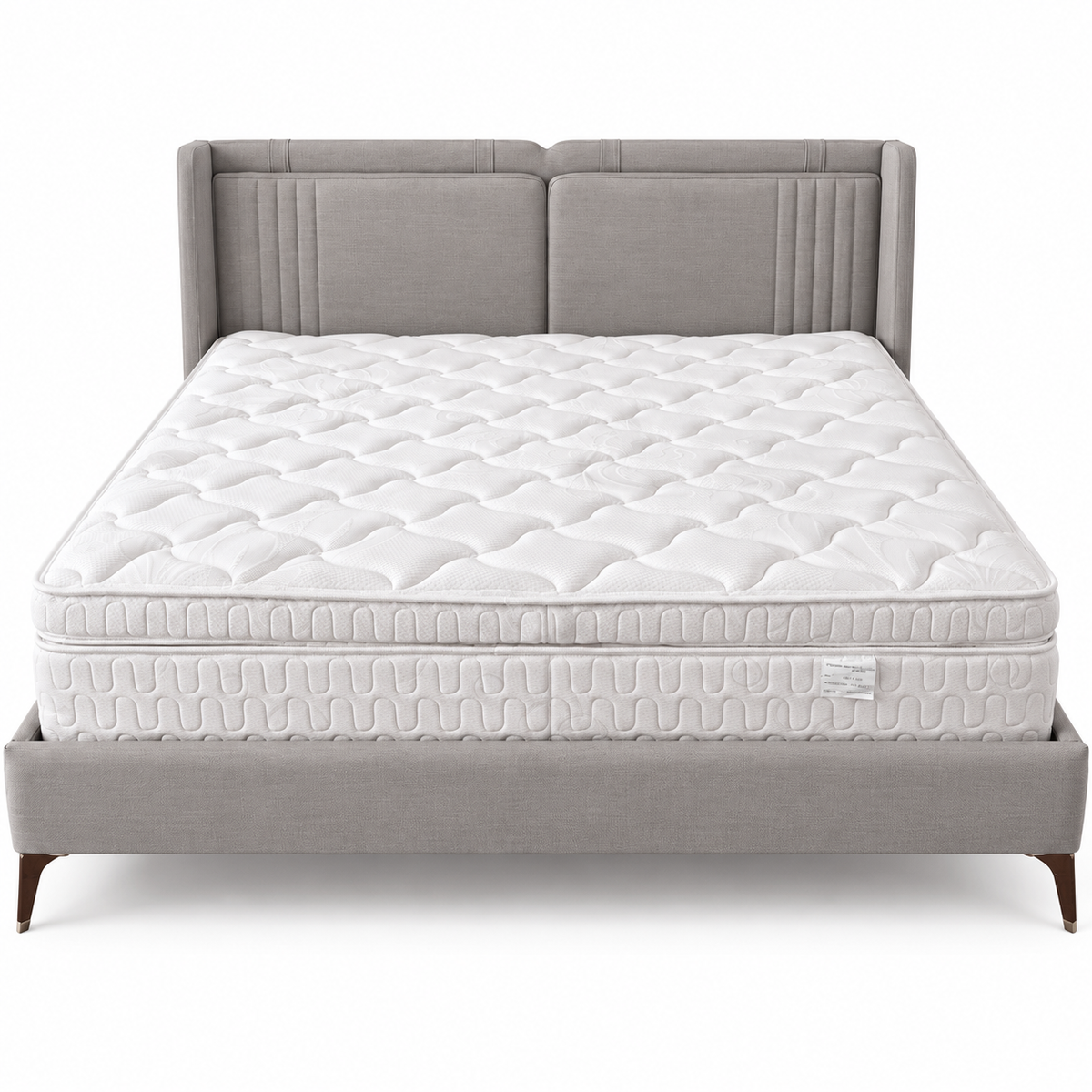 Homes r Us Complete King Bedroom Set with Myra Bed, Mattress & New Selena 6-Door Wardrobe – 180 × 200 cm – Cream & Beige