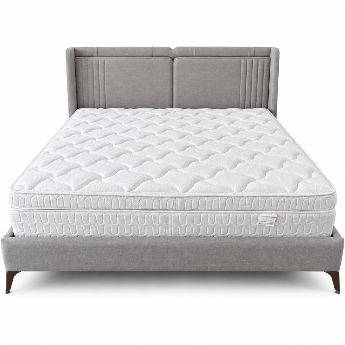 Homes r Us Complete King Bedroom Set with Myra Bed, Mattress & New Selena 6-Door Wardrobe – 180 × 200 cm – Cream & Beige