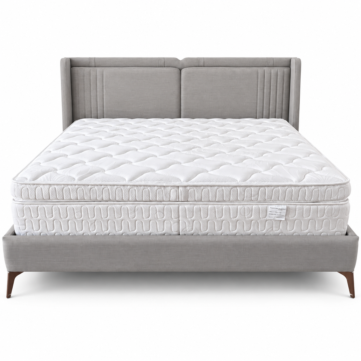 Homes r Us Complete King Bedroom Set with Myra Bed, Mattress & New Selena 6-Door Wardrobe – 180 × 200 cm – Cream & Beige
