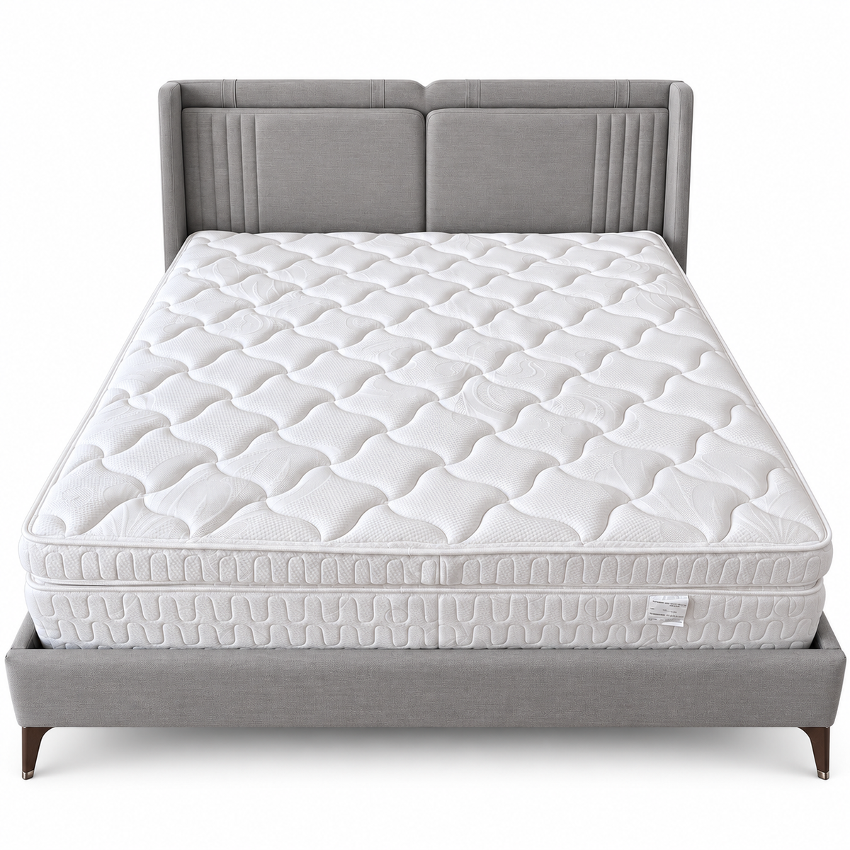 Homes r Us Complete King Bedroom Set with Myra Bed, Mattress & New Selena 6-Door Wardrobe – 180 × 200 cm – Cream & Beige
