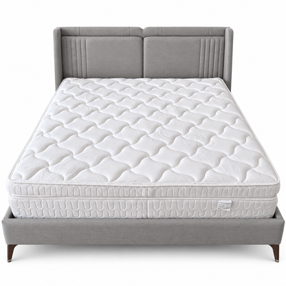 Homes r Us Complete King Bedroom Set with Myra Bed, Mattress & New Selena 6-Door Wardrobe – 180 × 200 cm – Cream & Beige