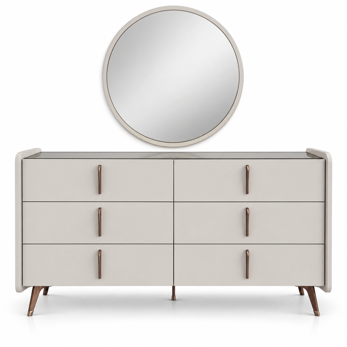 Homes r Us Complete King Bedroom Set with Myra Bed, Mattress & New Selena 6-Door Wardrobe – 180 × 200 cm – Cream & Beige