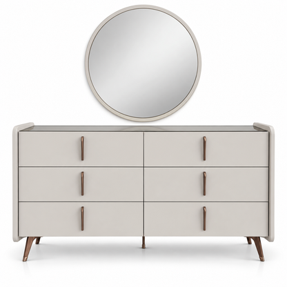 Homes r Us Complete King Bedroom Set with Myra Bed, Mattress & New Selena 6-Door Wardrobe – 180 × 200 cm – Cream & Beige