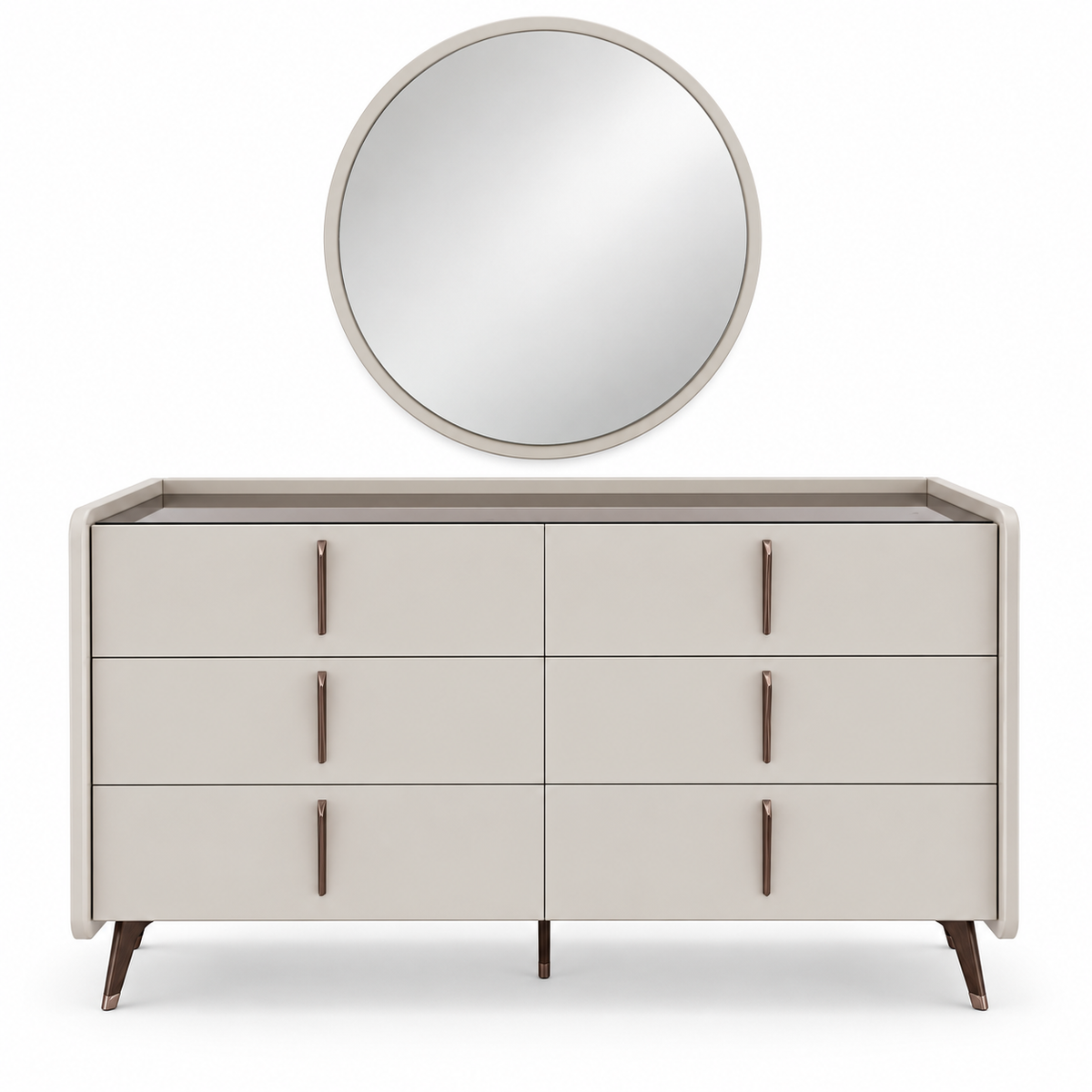 Homes r Us Complete King Bedroom Set with Myra Bed, Mattress & New Selena 6-Door Wardrobe – 180 × 200 cm – Cream & Beige