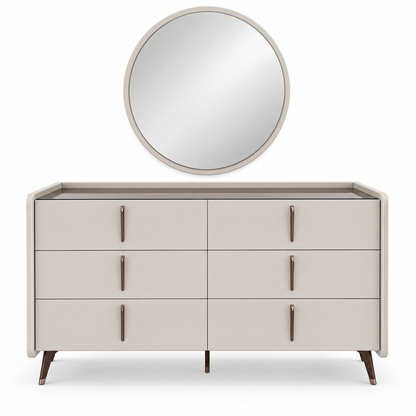Homes r Us Complete King Bedroom Set with Myra Bed, Mattress & New Selena 6-Door Wardrobe – 180 × 200 cm – Cream & Beige