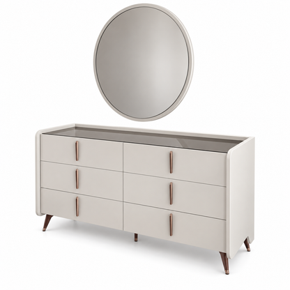 Homes r Us Complete King Bedroom Set with Myra Bed, Mattress & New Selena 6-Door Wardrobe – 180 × 200 cm – Cream & Beige