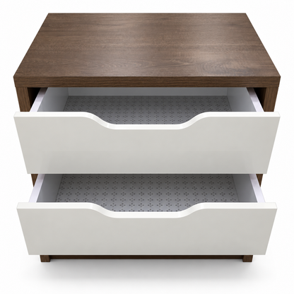 Home Centre Jamie 2-Drawer Nightstand – Oak/Brown & White – 54 × 38 × 48 cm