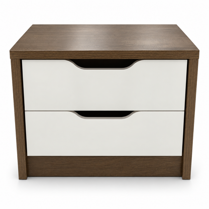 Home Centre Jamie 2-Drawer Nightstand – Oak/Brown & White – 54 × 38 × 48 cm